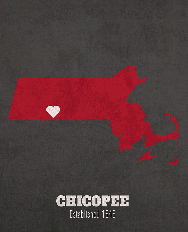 Chicopee Massachusetts City Map Founded 1848 Harvard University Color Palette Mixed Media by