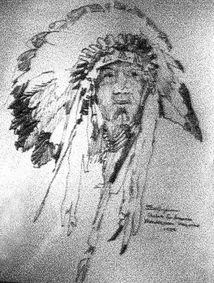 Chief Drawing by Elizabeth - Betty Jean Billups