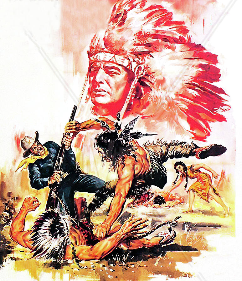Vintage Painting - Chief Crazy Horse, 1955, movie poster base painting by Movie World Posters