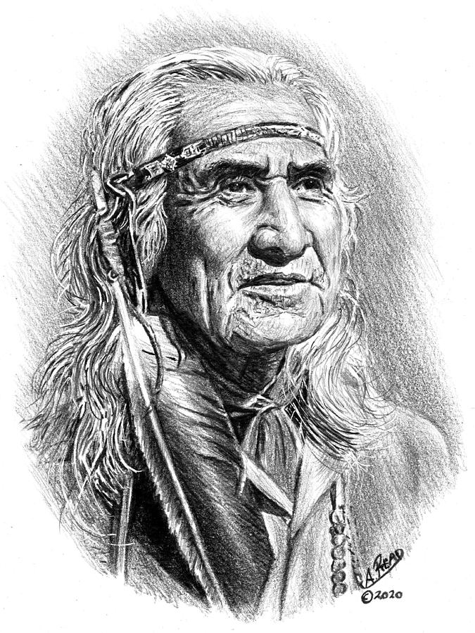 Celebrity Drawing - Chief Dan George by Andrew Read