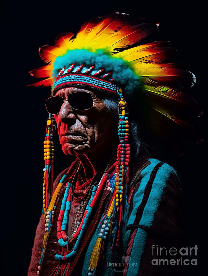 Chief  From  Seminole  Tribe  Usa    Surreal  Cinemati  By Asar Studios Painting