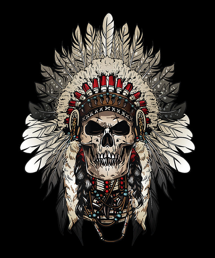Chief Indian skull Tribal Headdre for lover Digital Art by Shannon ...