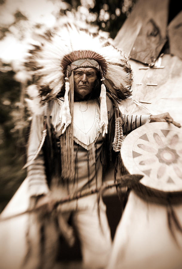 Chief Long Horn (Sepia) Photograph by RichVintage