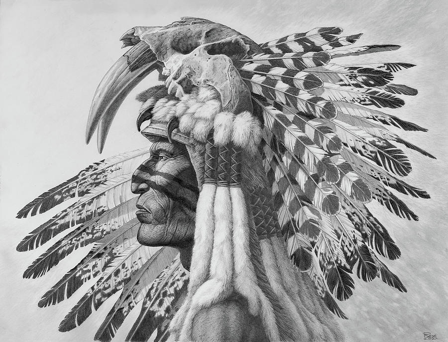 Chief of the Long Tooth people Drawing by Rene Van Druten - Fine Art ...