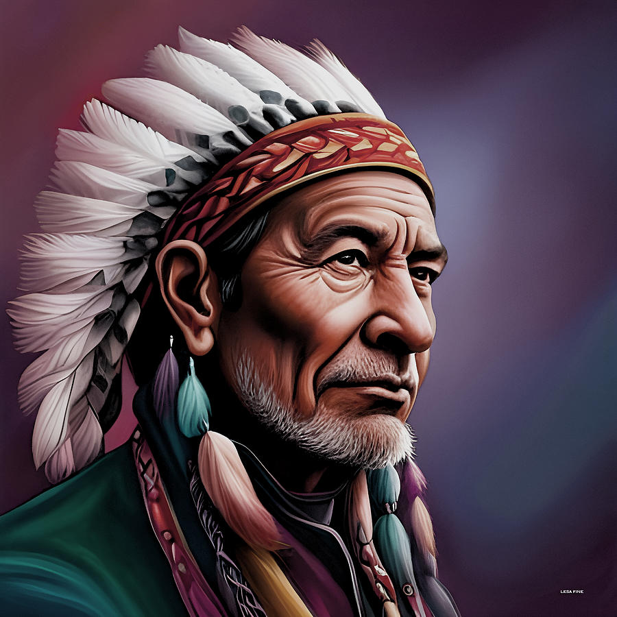 Chief Soaring Hawk - Wild West Mixed Media by Lesa Fine