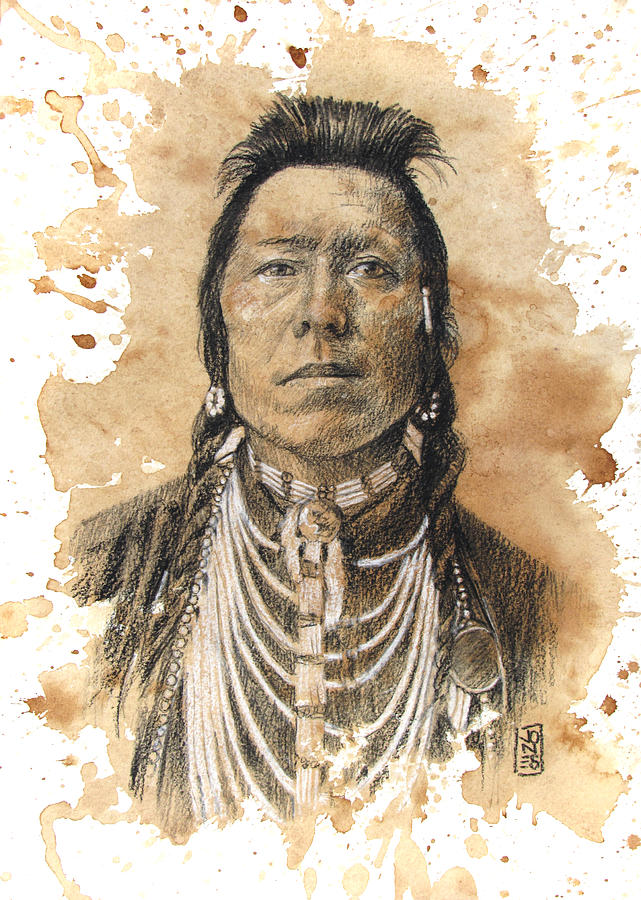 Native American Drawing - Chief Thundercloud - Blackfoot by Debra Jones