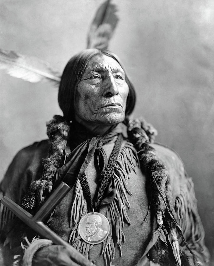 Chief Wolf Robe Portrait - Circa 1904 Photograph by War Is Hell Store
