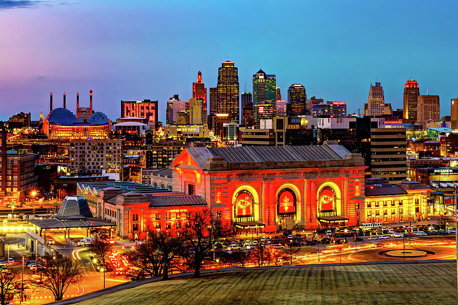 Chiefs Over Union Station and The Kansas City Skyline Photograph by ...