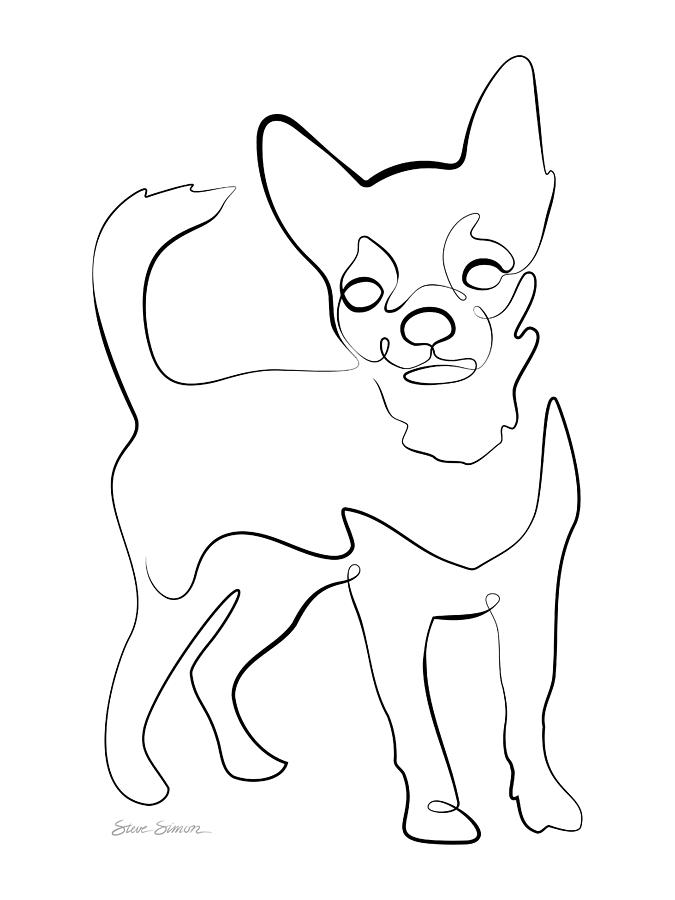 Chihuahua - Continuous Line Digital Art by Steve Simon - Pixels