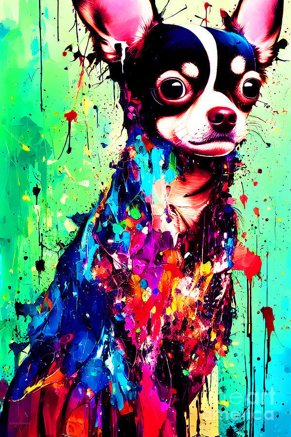 Animal Mixed Media - Chihuahua Dog In Modern Art 20221125d by Wingsdomain Art and Photography