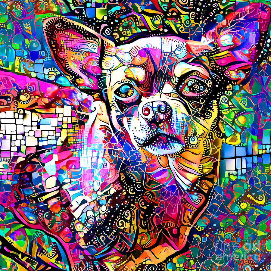 Animal Photograph - Chihuahua Dog in Whimsical Modern Pop Art 20211209 square by Wingsdomain Art and Photography