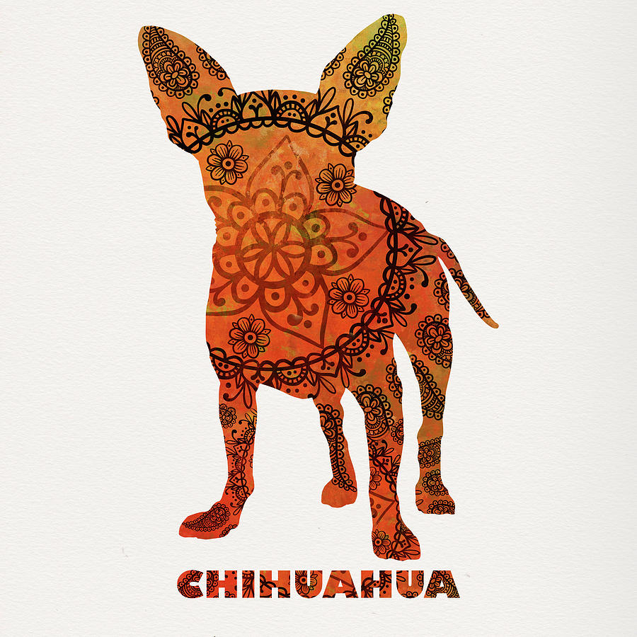 Chihuahua Mandala with Breed Name Digital Art by Peggy Collins