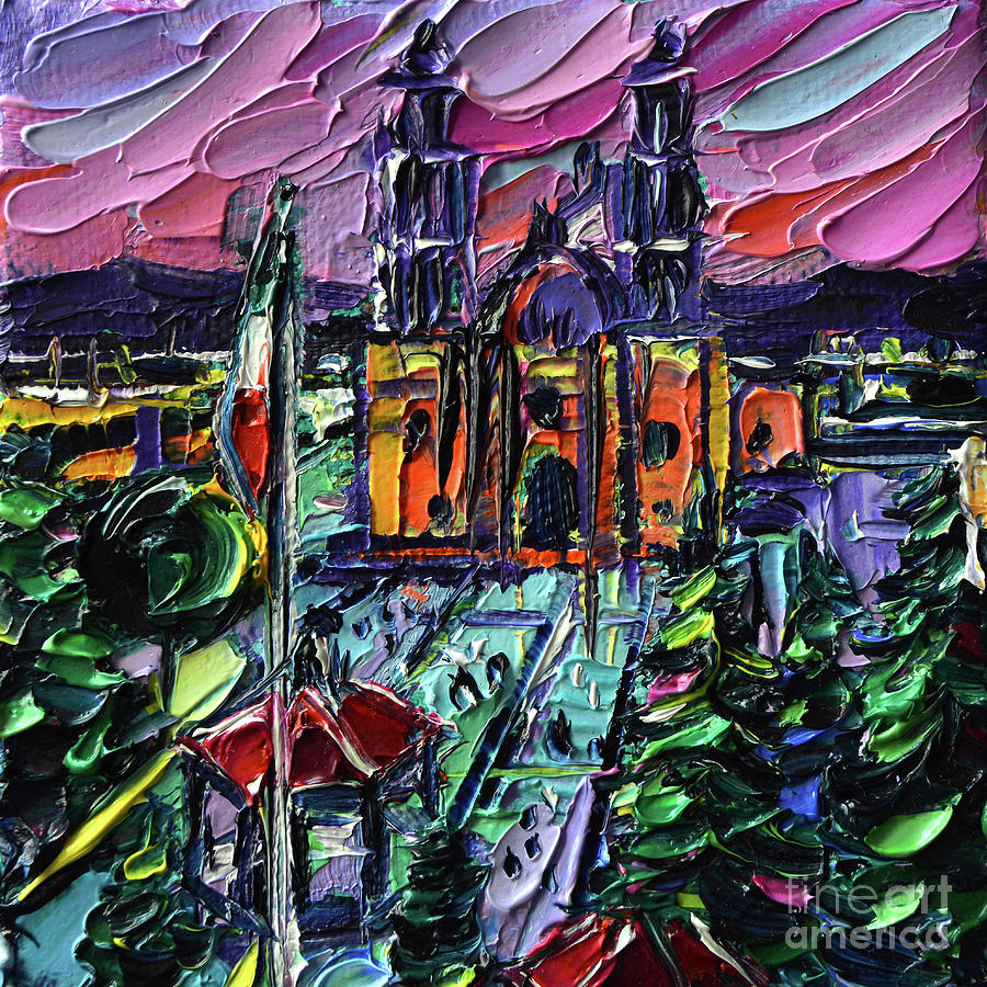 CHIHUAHUA MEXICO miniature oil painting abstract cityscape on 3D canvas Painting by Mona Edulesco