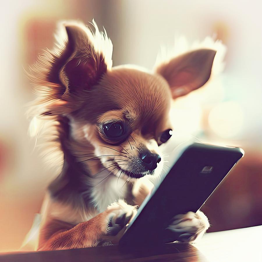 Chihuahua on a Smartphone Digital Art by David Manlove