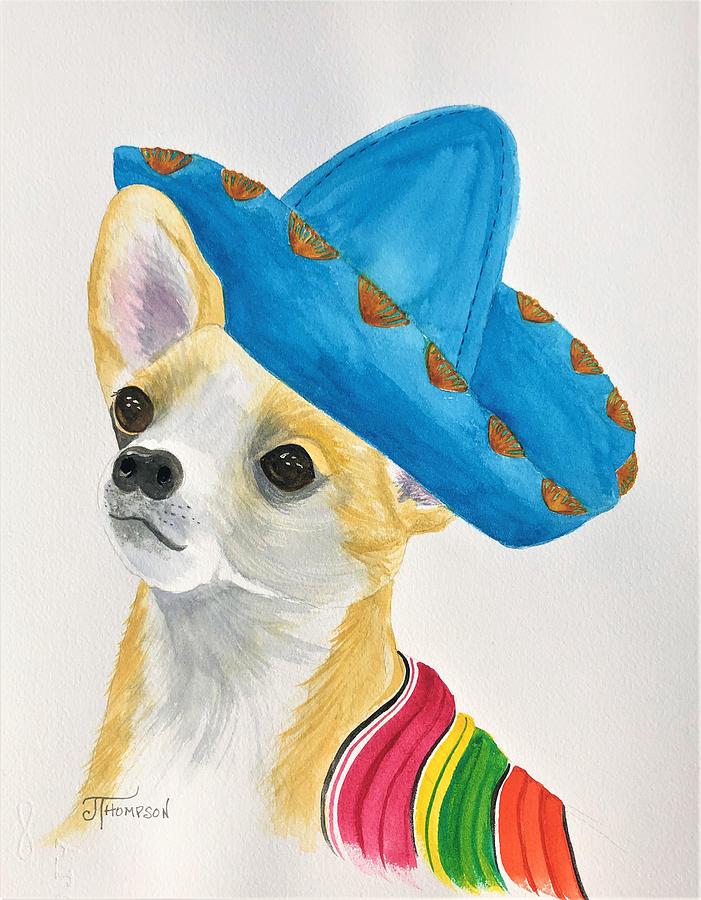 Chihuahua Painting - Chihuahua with Sombrero by Judy Thompson