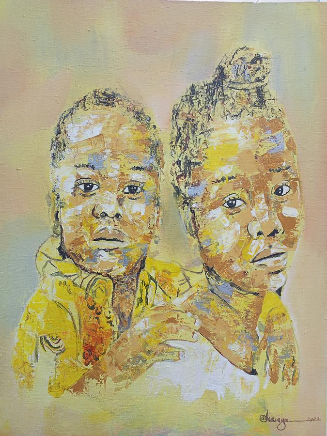 Child brothers canvas, Brother and sister canvas, African child ...