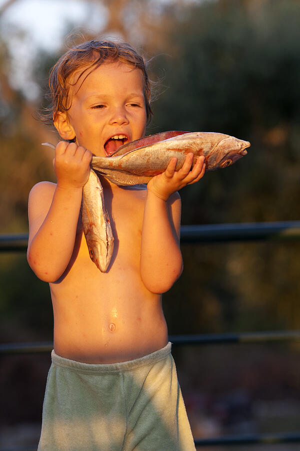 Child Holding Fish Photograph by Photo and Co