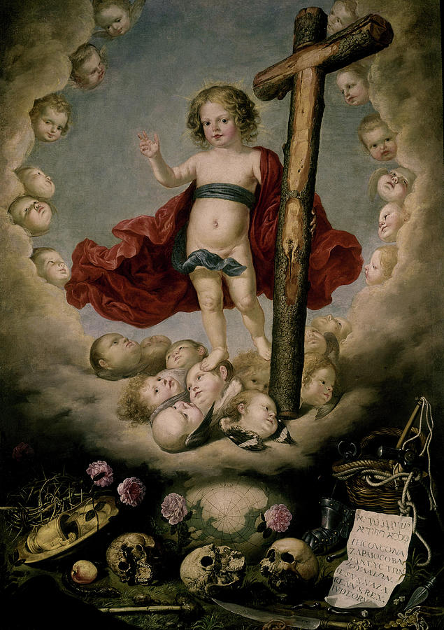 Child Jesus And The Vanity Of The World Or Child Jesus Of The Skulls - 1644 - Spanish Baroque. Painting by Antonio De Pereda -1600-1678-