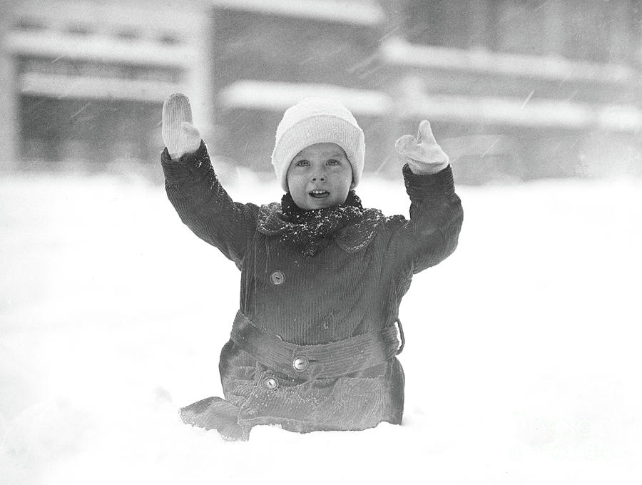 Child Playing in Snow, Washington DC, USA, 1922 Photograph by Harris and Ewing