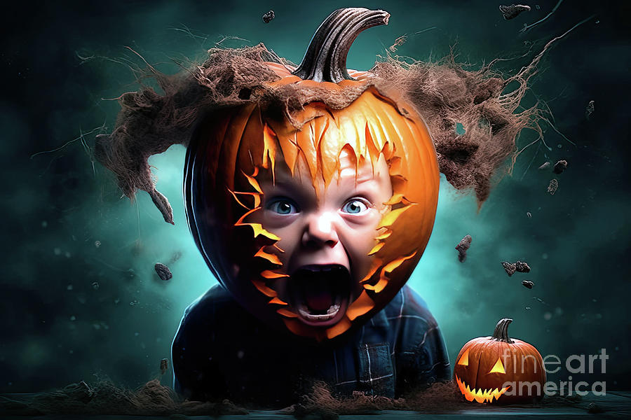 Child Pumpkin Halloween Spooky Scary Pumpkins Photograph by Vivian Krug Cotton