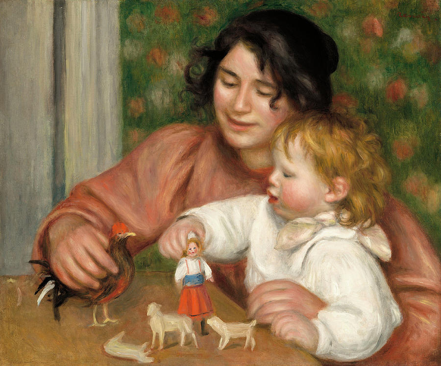 Child with Toys - Gabrielle and the Artists Son, Jean. Dated 1895-1896. Painting by Auguste Renoir