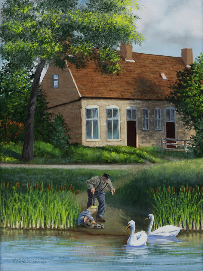 Swan Painting - Childhood Recollections by Bill Finewood