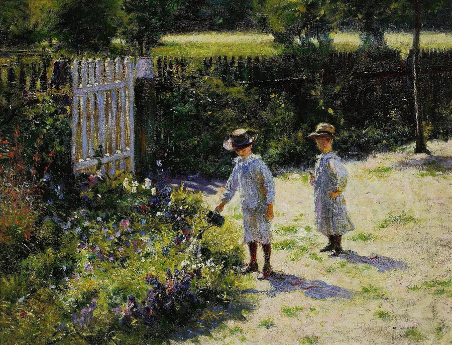 Garden Painting - Children in the garden  by Wladyslaw Podkowinski