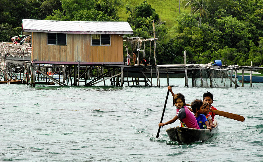 Children Of The Reef - Sea Gypsy Village, Sabah. Malaysian Borneo Photograph by Earth And Spirit