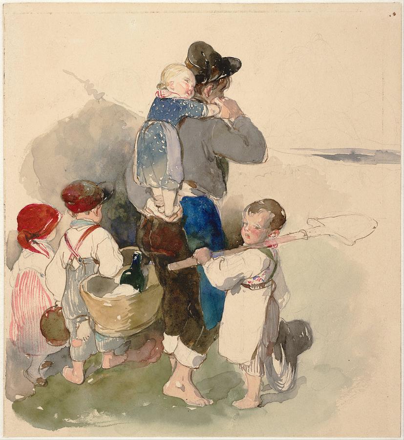 Peter Painting - Children on Their Way to Work in the Fields  by Peter Fendi