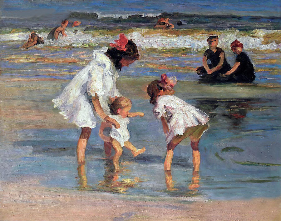 Children Playing At The Seashore  Painting by Edward Henry Potthast