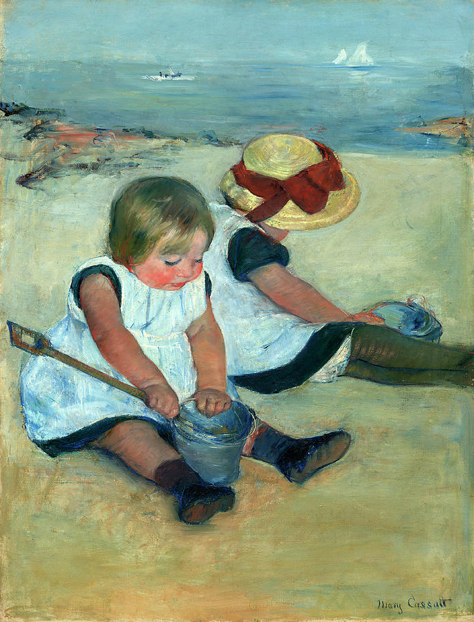 Children Playing on the Beach. Dated 1884. Painting by Mary Cassatt Children Playing on the Beach. Dated 1884. Painting by Mary Cassatt