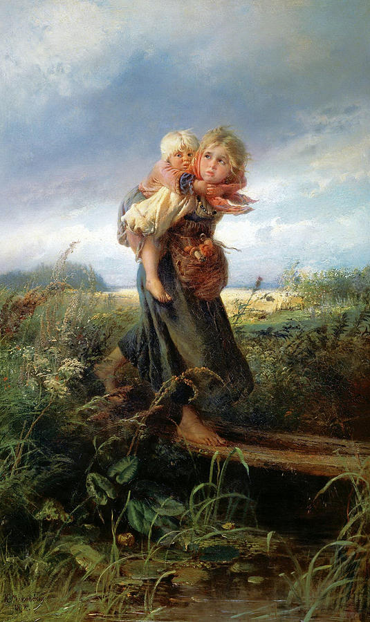 Children Running from the Storm Painting by Konstantin Makovsky