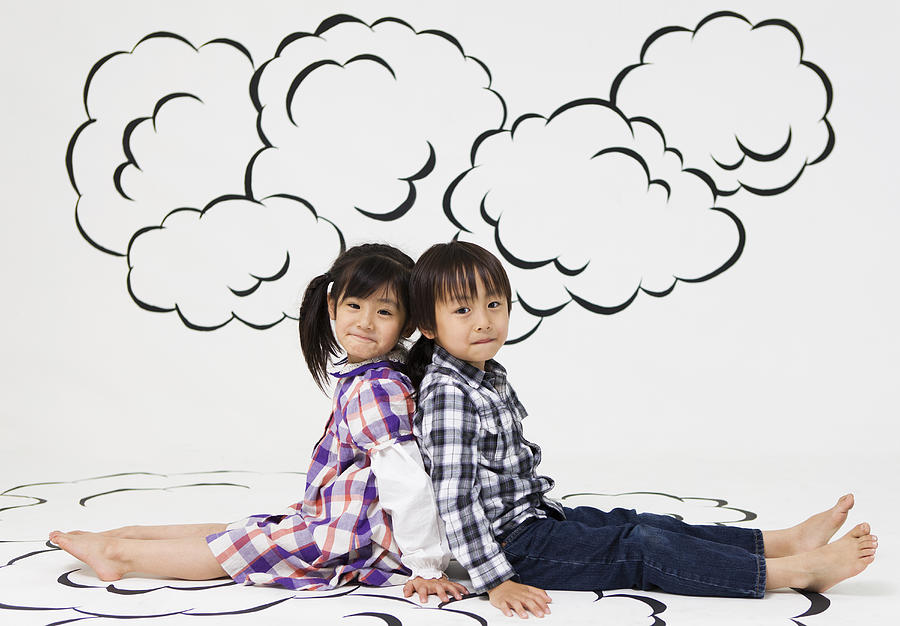 Children sitting on the cloud Photograph by Michael H