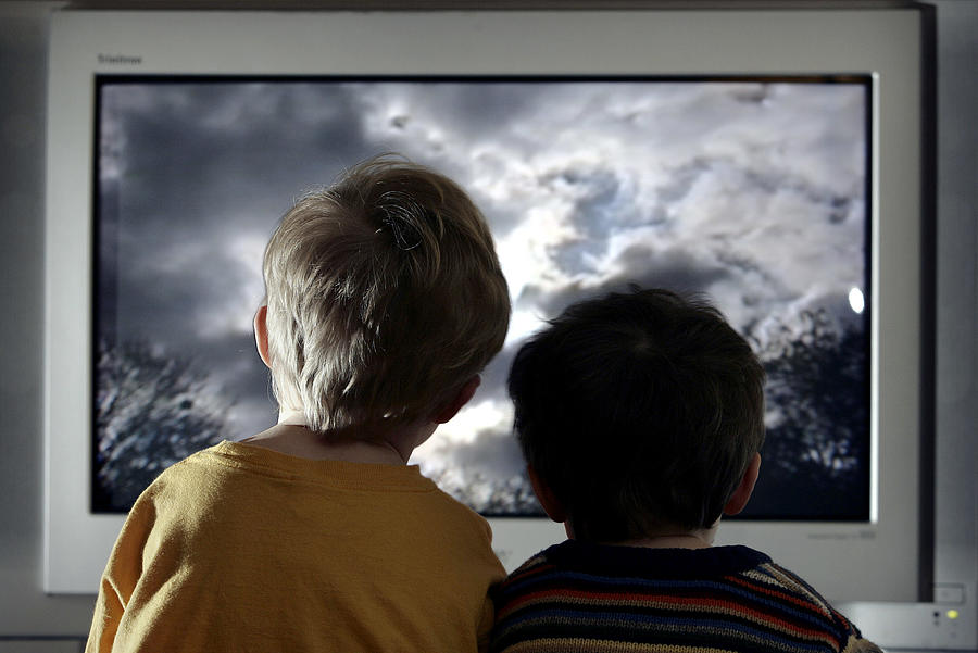 Children Watch Television At Home Photograph by Peter Macdiarmid Children Watch Television At Home Photograph by Peter Macdiarmid