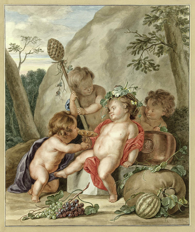 Childrens  bacchanal Drawing by Abraham Delfos