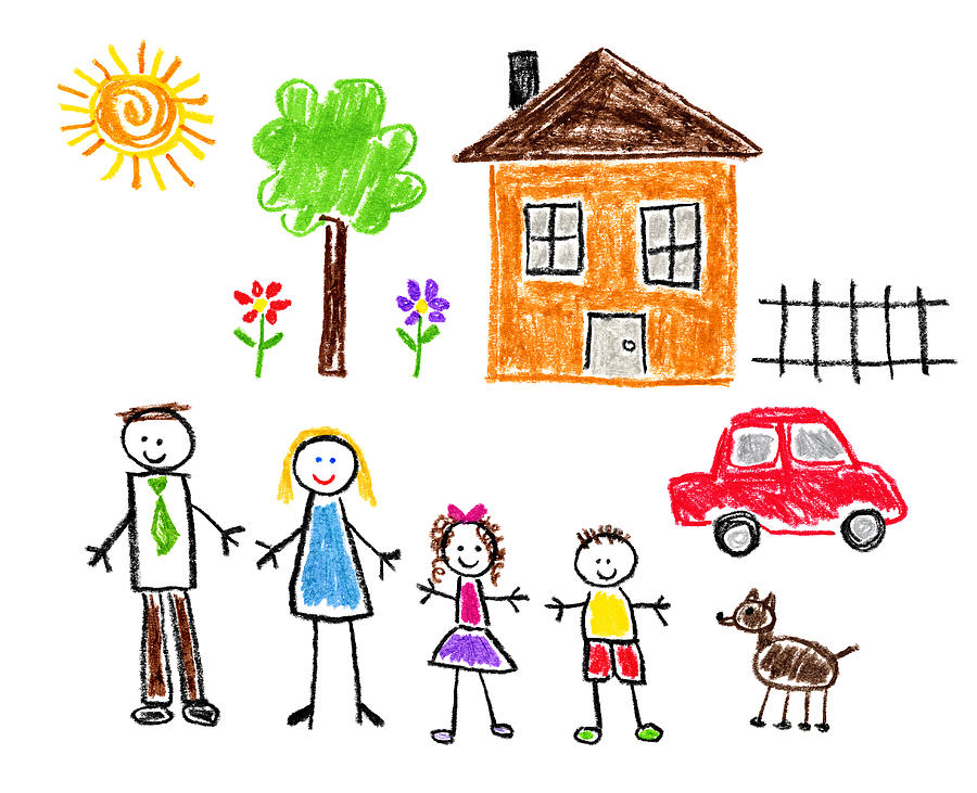Children’s Style Drawing - Family Theme Drawing by Subjug