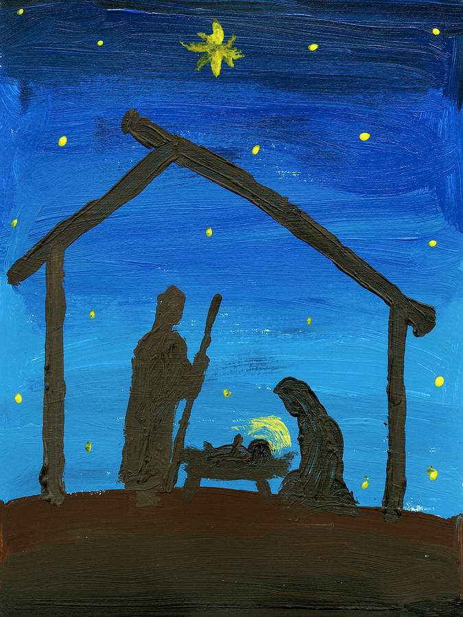 Childs Nativity Painting Drawing by RonTech2000