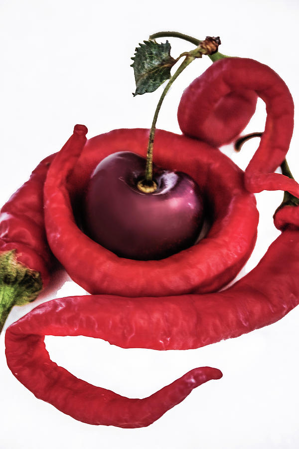 Chili Pepper and Cherry Romance Photograph by Sally Bauer
