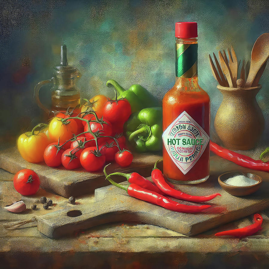 Chili Peppers And Hot Sauce Digital Art by HH Photography of Florida