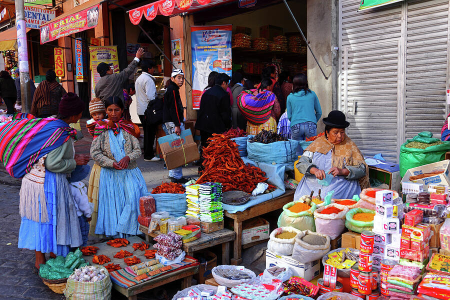 Chili stall in street market La Paz Bolivia Photograph by James Brunker