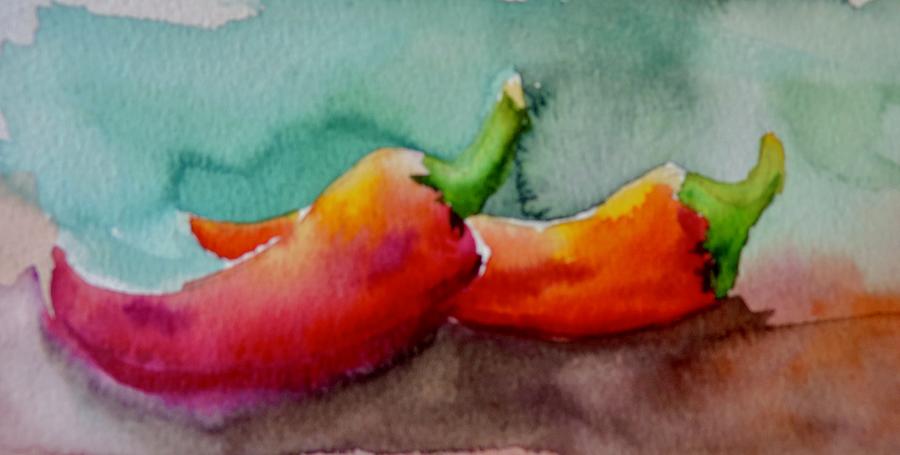 Chilies Painting by Mary Gorman