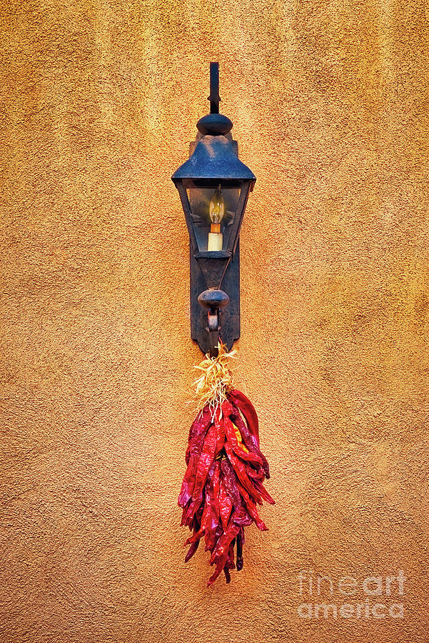 Chilis hanging from a Lamp Photograph by Jerry Fornarotto