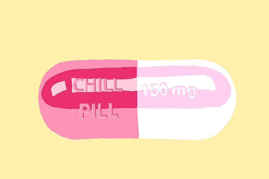 Metz Digital Art - Chill Pill Yellow by Jaymie Metz