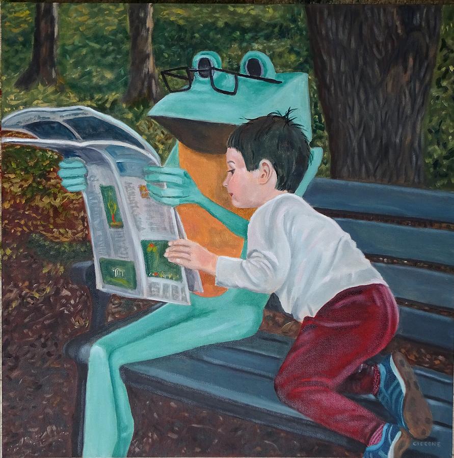 Chillin with Mr. Ribbit Painting by Jill Ciccone Pike