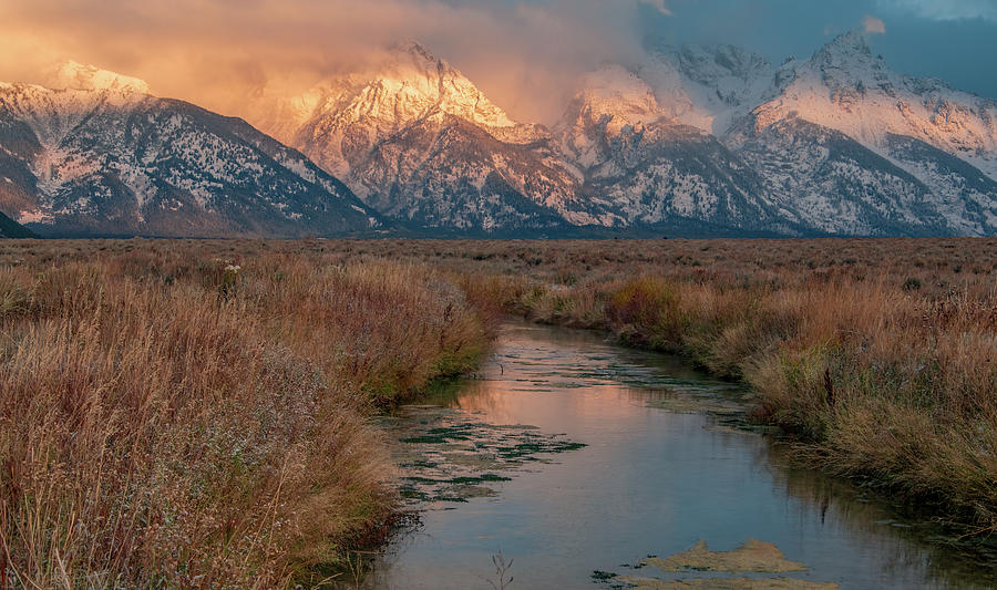 Chilly October Sunrise, Grand Teton National Park Photograph by Marcy Wielfaert