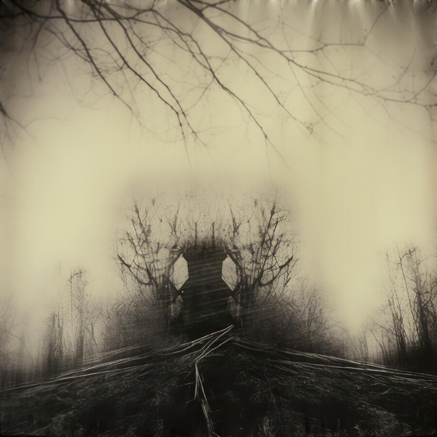 Black Digital Art - Chimney on a Hill in the Woods by Yo Pedro