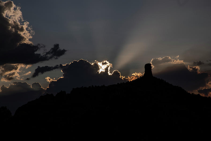Chimney Rock and Sunlit Clouds Photograph by Laura Pratt