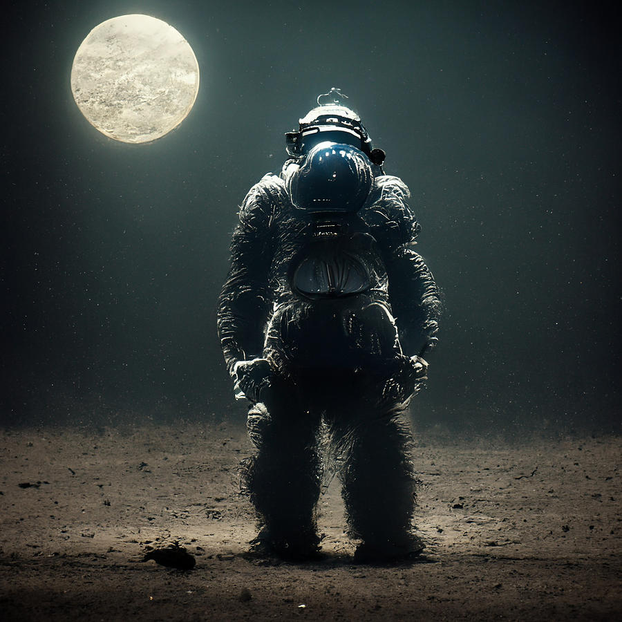 Chimpanze  Astronaut  Standing  On  The  Surface  Of  The    3d448b17  Dfde  4bee  A357  Fd97cb36045 Painting