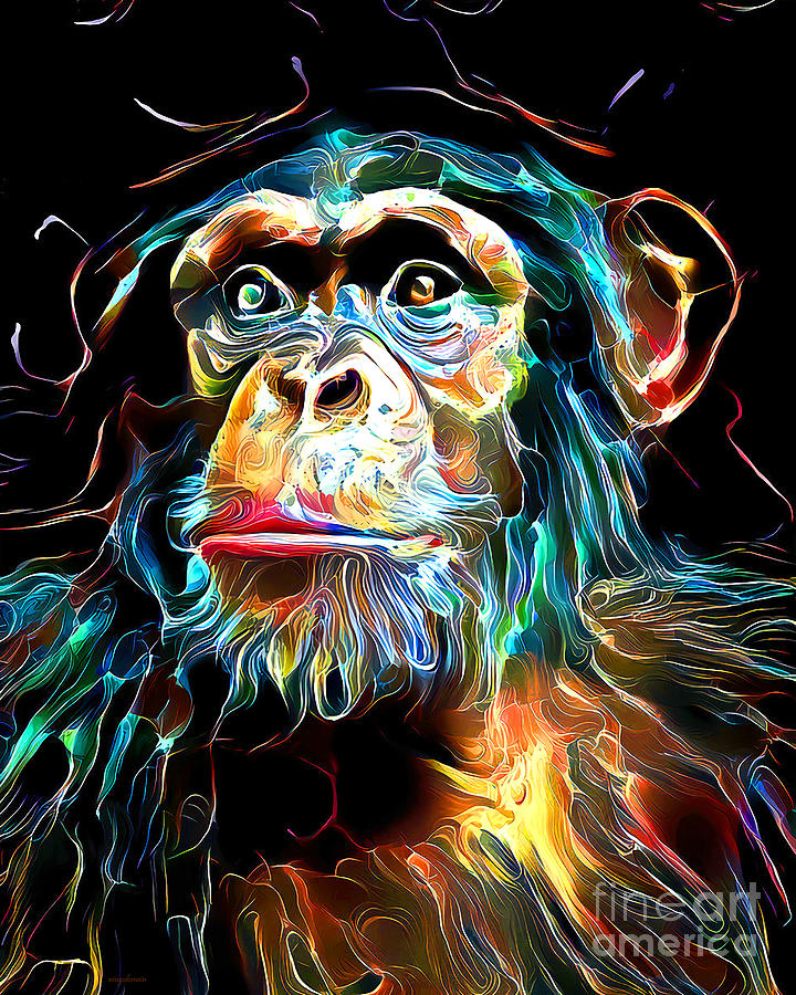 Chimpanzee Electric Art 20220317 Photograph by Wingsdomain Art and Photography