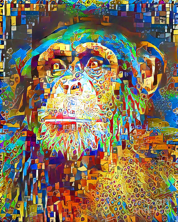 Chimpanzee in Contemporary Vibrant Happy Color Motif 20200501 Photograph by Wingsdomain Art and Photography
